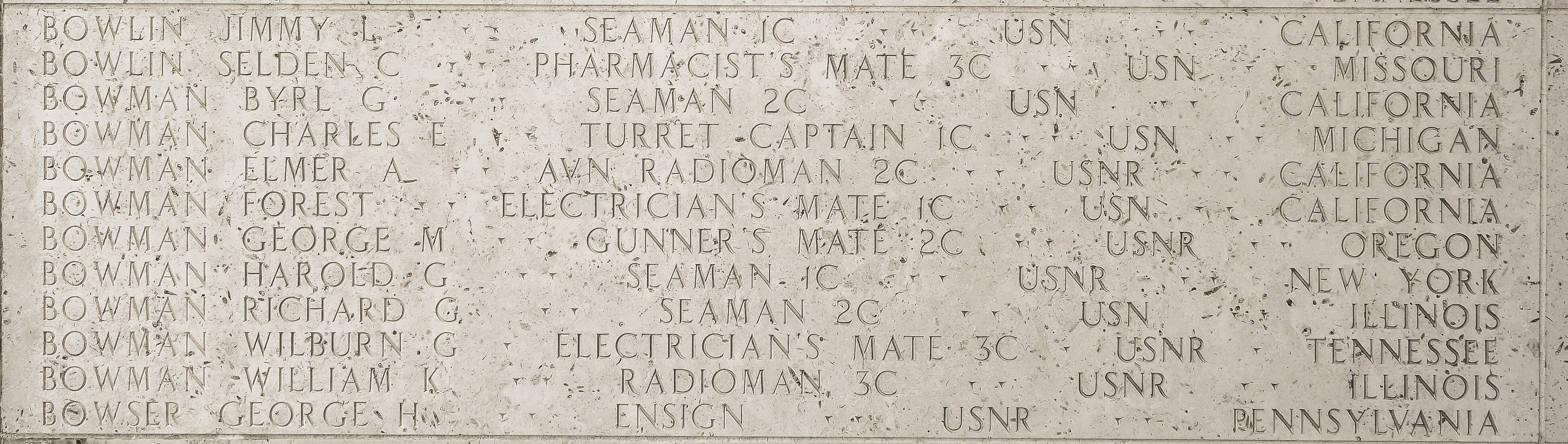 Wilburn G. Bowman, Electrician's Mate Third Class